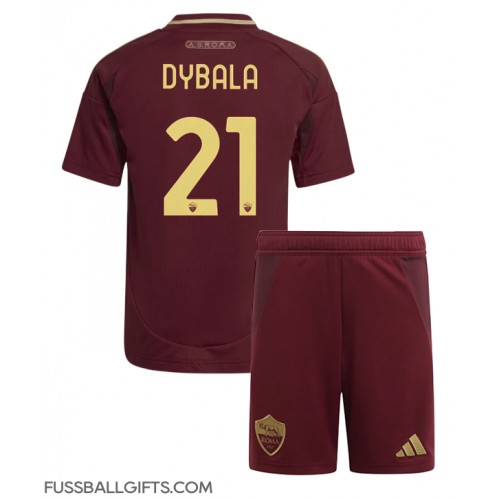 AS Roma Paulo Dybala #21 Fußballbekleidung Heimtrikot Kinder 2024-25 Kurzarm (+ kurze hosen)